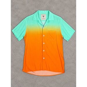 OAS The Cuba Shirt Mens Small Green Orange Ombre Viscose Resort Camp Collar